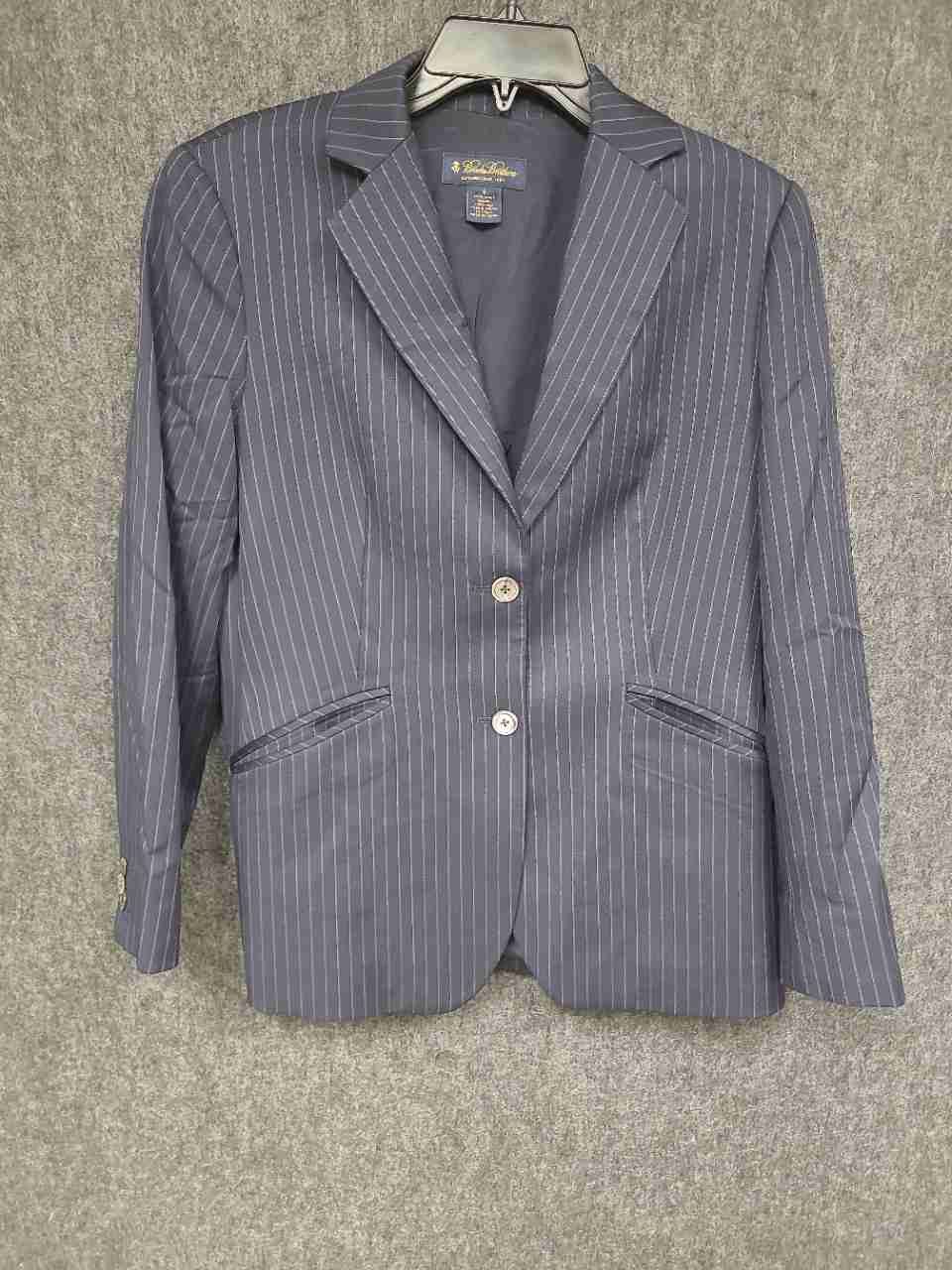 Brooks Brothers Women's Navy Blue Pinstripe Wool Silk Blazer Size 8