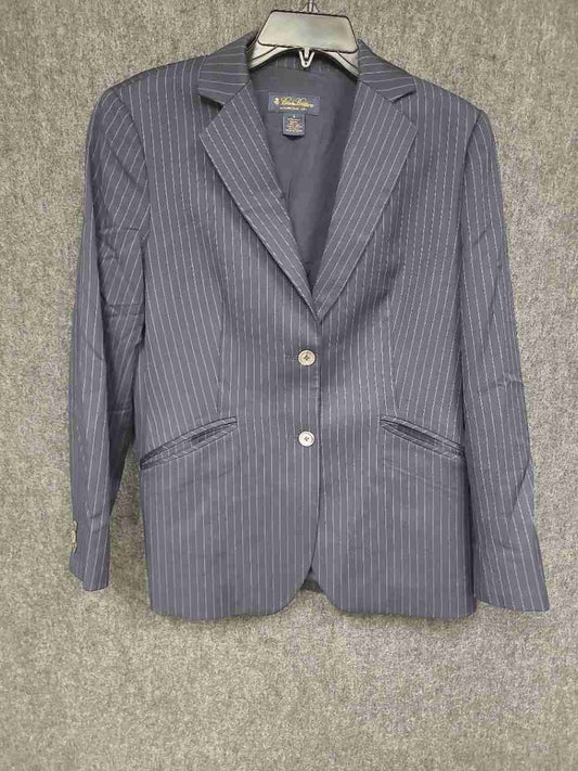 Brooks Brothers Women's Navy Blue Pinstripe Wool Silk Blazer Size 8
