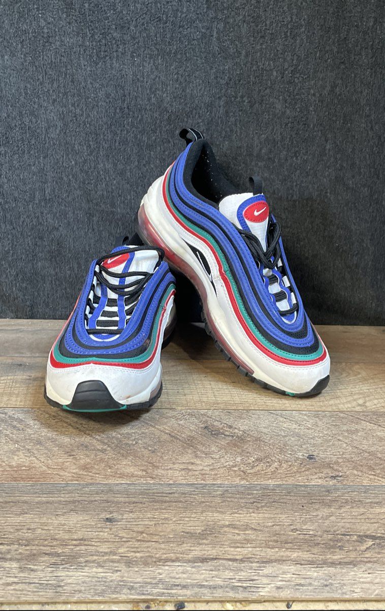 Nike Air Max 97 GS White Hyper Blue Red Teal Green Sneakers 6Y