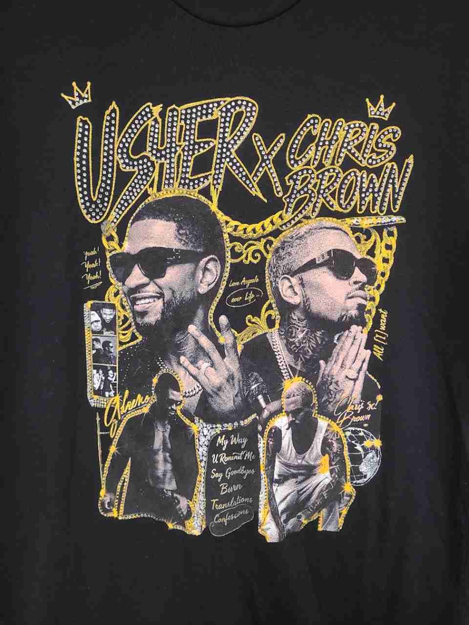 Usher x Chris Brown Raymond and Brown Tour T-Shirt R&B Streetwear Rap Tee Sz L