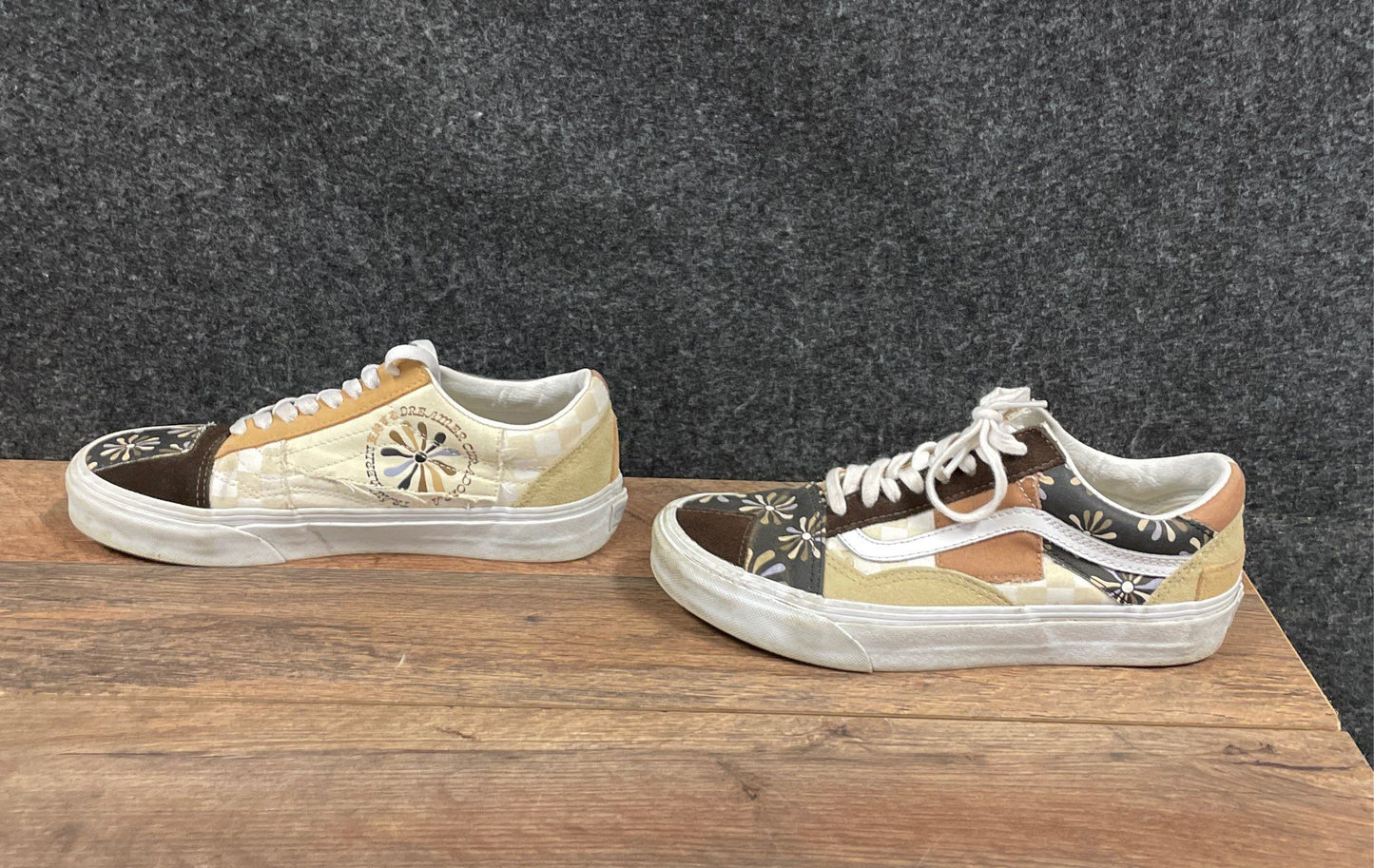 Vans Old Skool Patchwork Brown Tan Floral Low Top Sneakers Men 6.5 Women 8