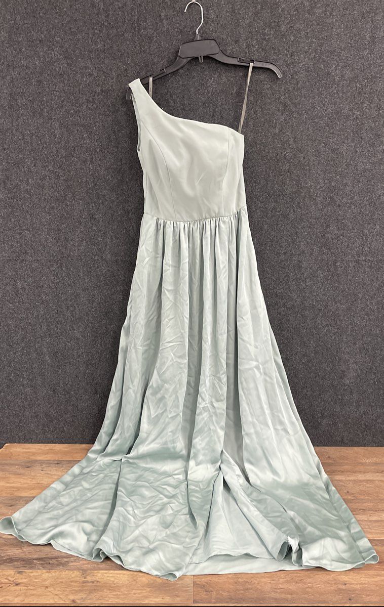 White by Vera Wang Women's Sage Green One Shoulder Bridesmaid Maxi Dress Sz 0