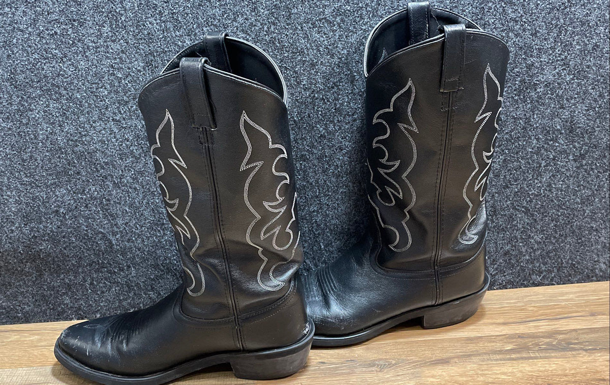 Old West TBM3010 Men's Black Leather Western Cowboy Pointed Toe Boots Size 11 D