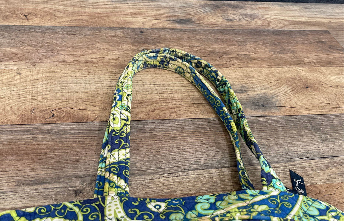 Vera Bradley Green Blue Paisley Quilted Tote Bag & Black Wallet Lot of 2