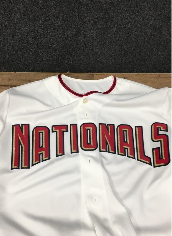 Majestic Men's Washington Nationals MLB Home Baseball Jersey White Button Up L