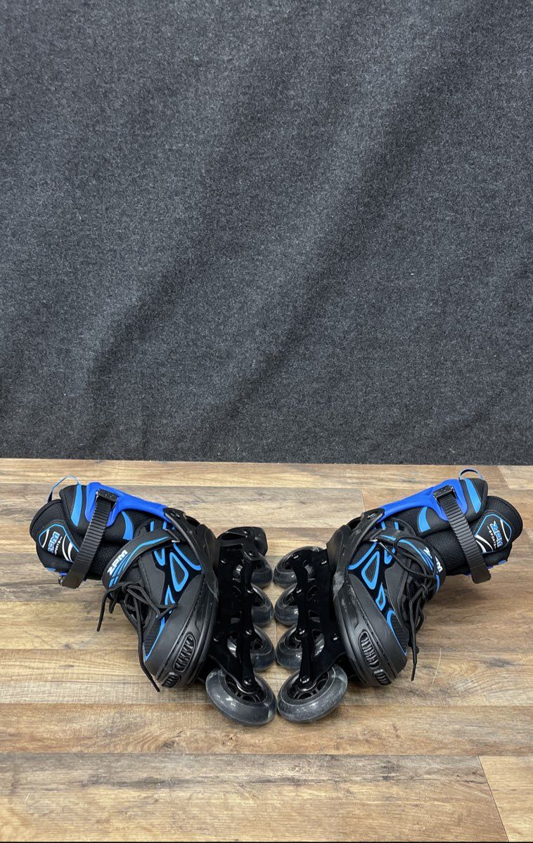 2PM Sports Inline Skates Adjustable Size 80mm Wheels ABEC-7 Bearings Black Blue