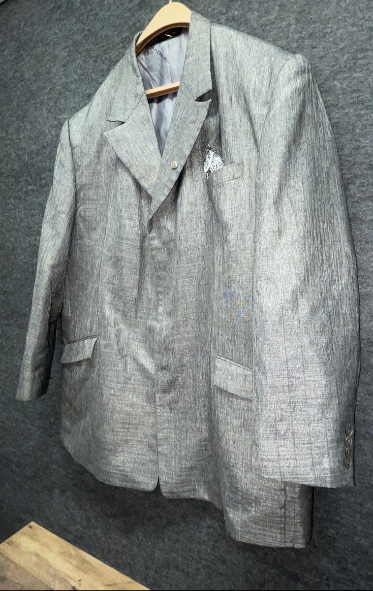 Stacy Adams Men's Sport Coat Blazer Gray Textured Long Single Breasted Sz L