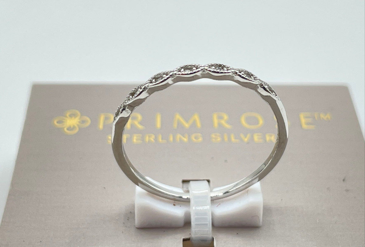 Primrose 925 Sterling Silver CZ Milgrain Stackable Ring 4.5g