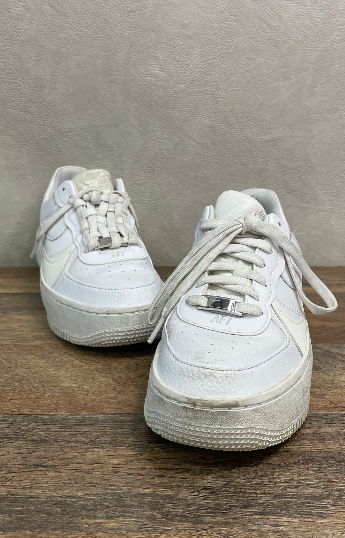Nike Air Force 1 PLT.AF.ORM Triple White Women's Platform Sneakers Size 8