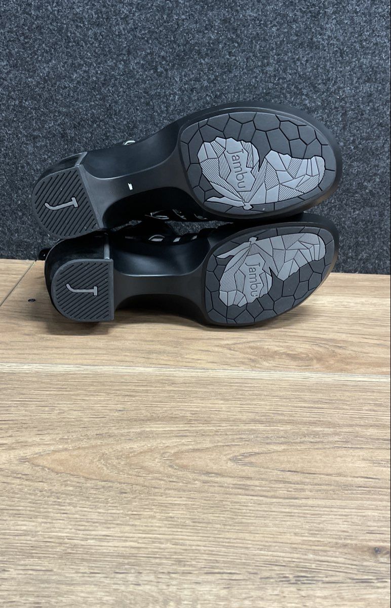 Jambu Sugar Too Black Suede Gladiator Heeled Sandals Women's Size 8 M NWT