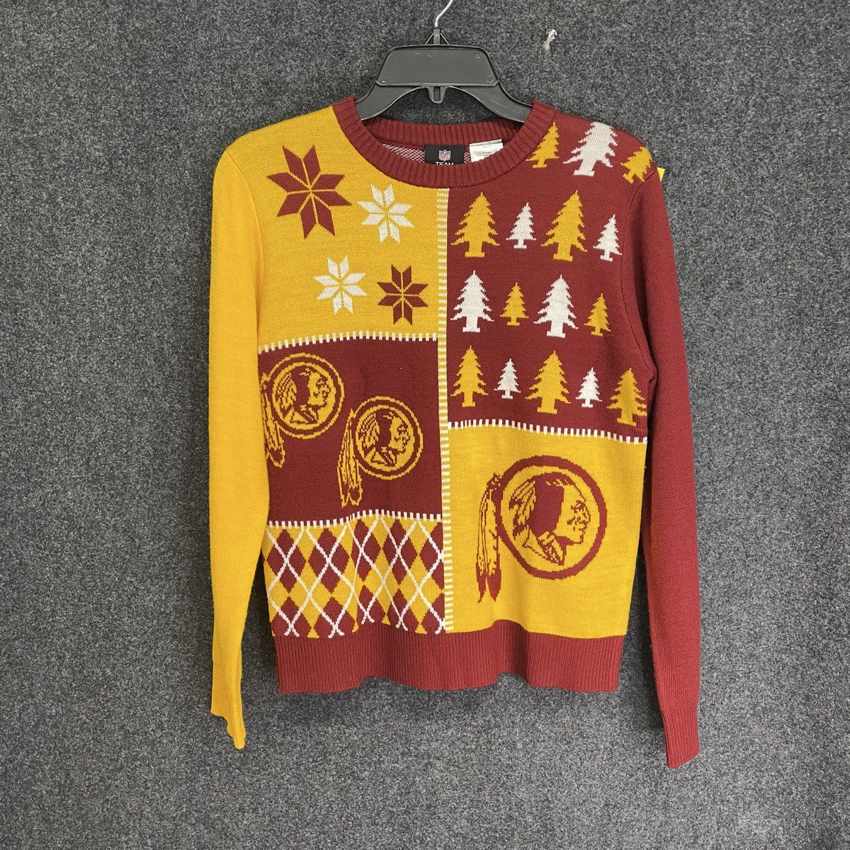 Washington Redskins NFL Busy Block Ugly Christmas Sweater Youth Sz XL