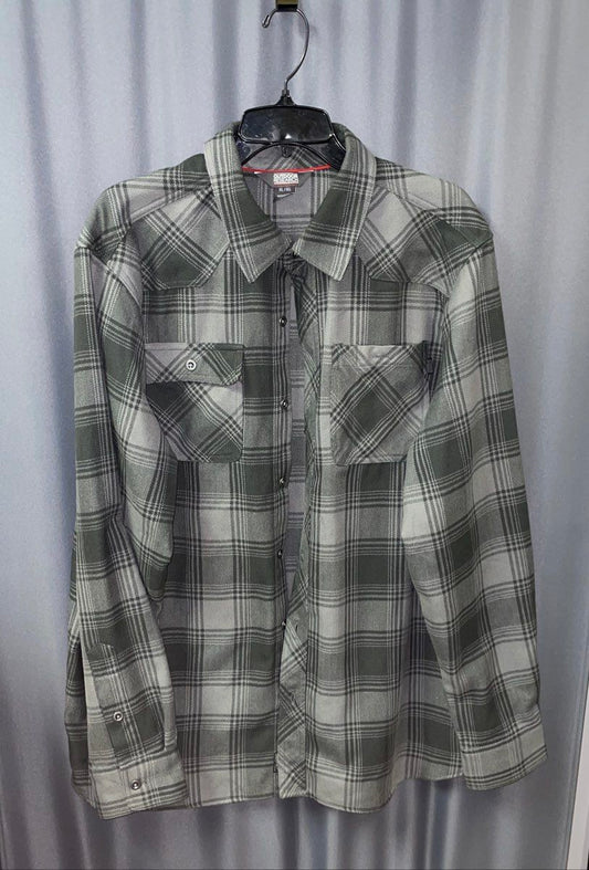 Outdoor Research Men's Grey Plaid Western Long Sleeve Button Up Shirt Size XL