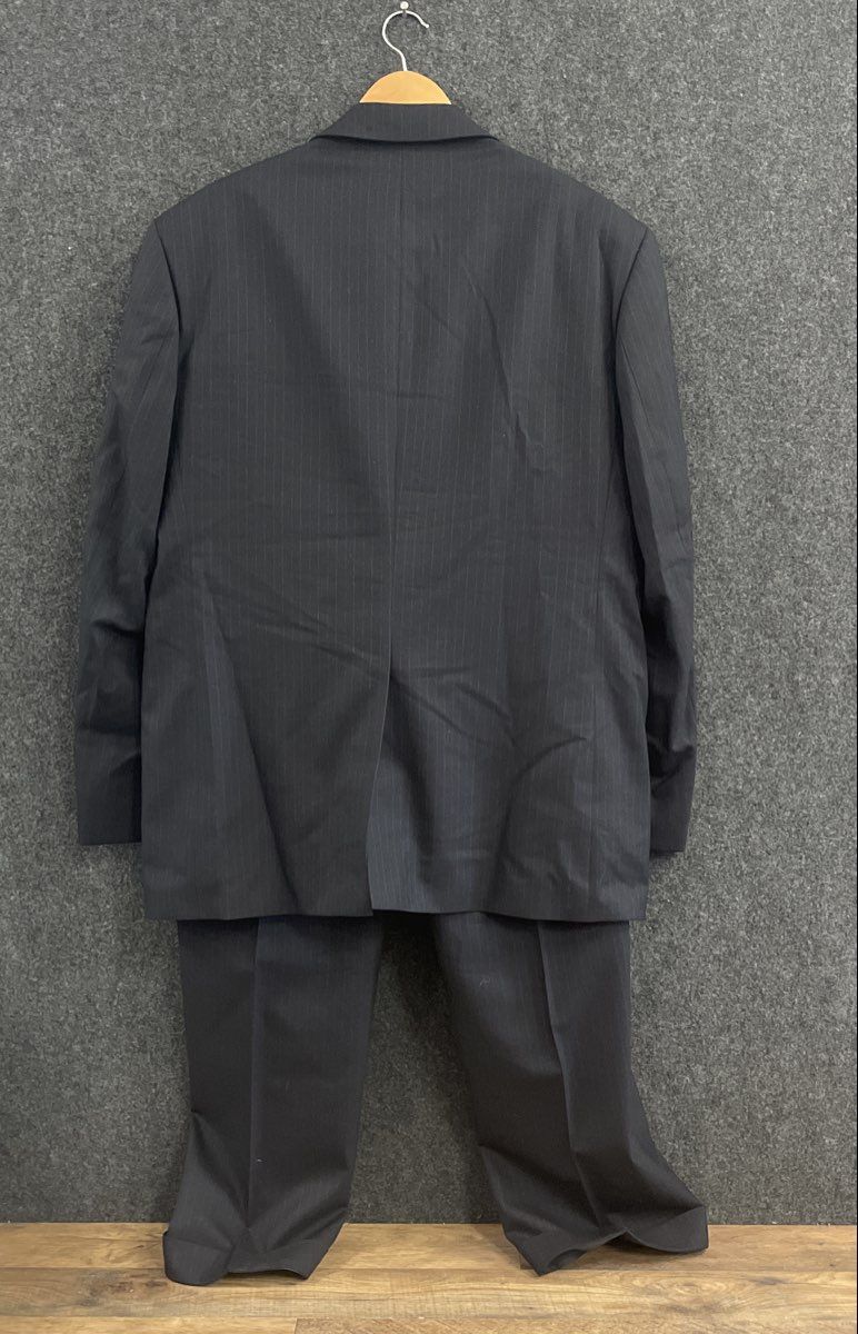 Alexandre Men's Navy Pinstripe 100% Wool Suit Jacket 46R Pleated Pants 40R