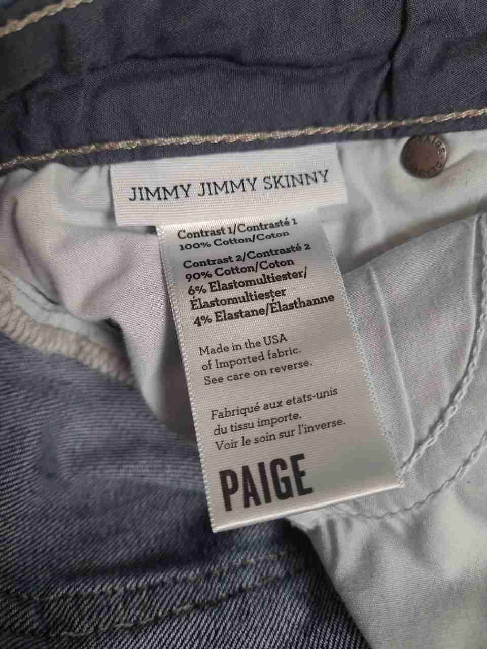 Paige Women's Jimmy Jimmy Skinny Jeans Blue Denim Plaid Patchwork Sz 27