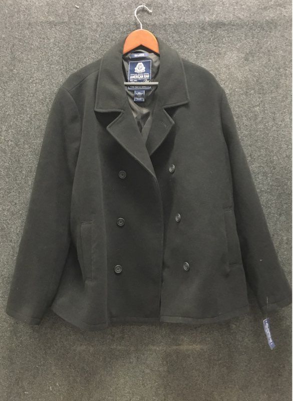 American Rag Men's Black Double Breasted Pea Coat Jacket NWT Size XXL