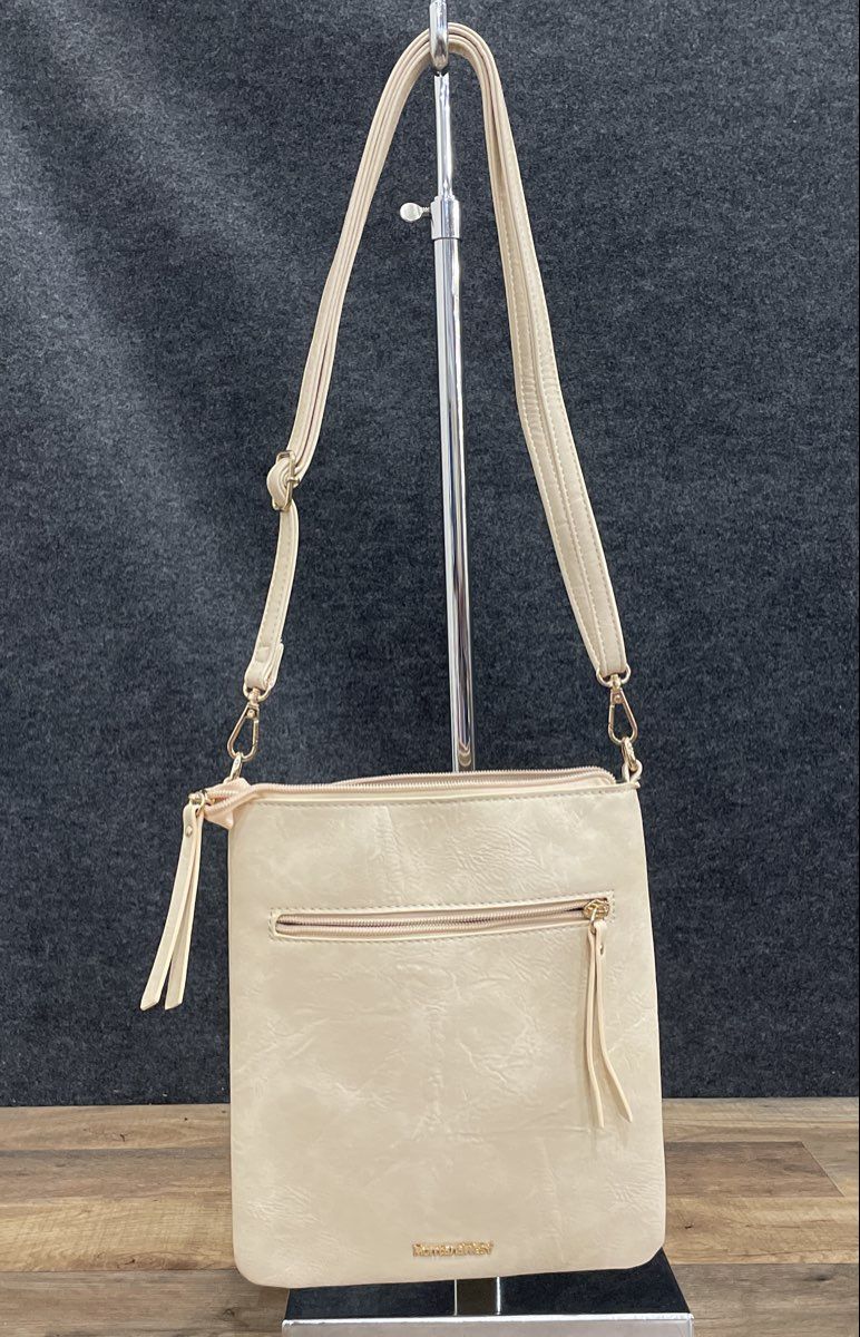 Montana West Tan Leather Crossbody Bag Gold Hardware Purse 13x10
