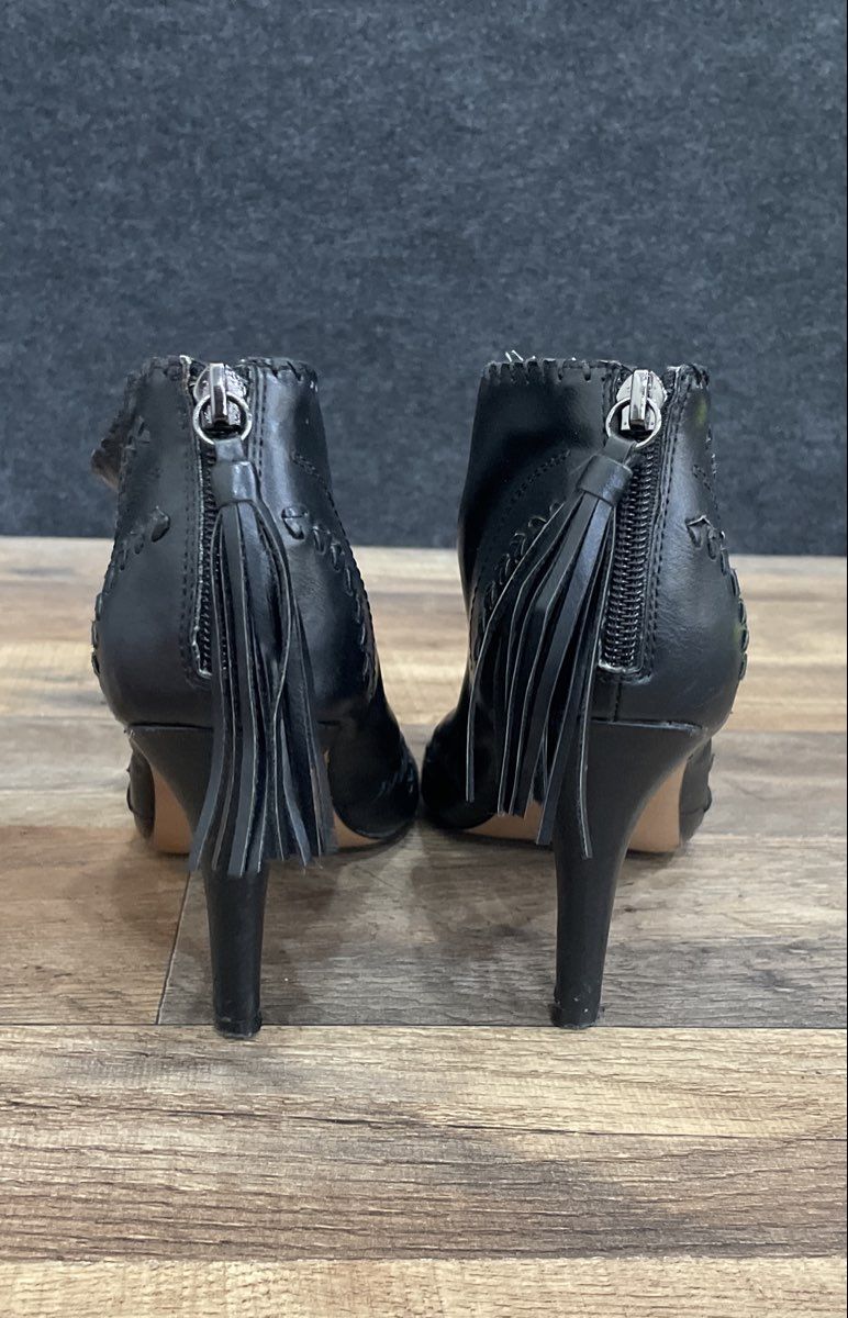 Torrid Black Whipstitch Peep Toe Tassel Heel Ankle Booties Women's Size 8W