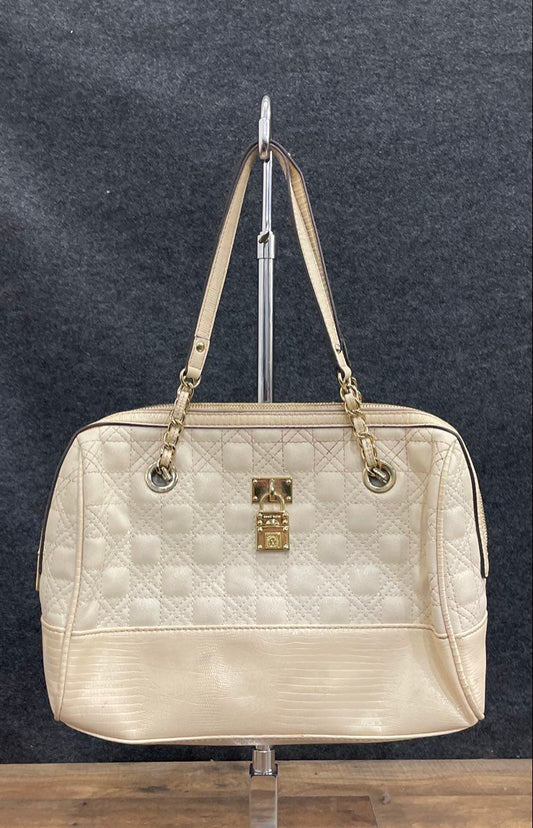 Anne Klein Cream Quilted Embossed Purse Handbag and Wallet Lot of 2 Pieces