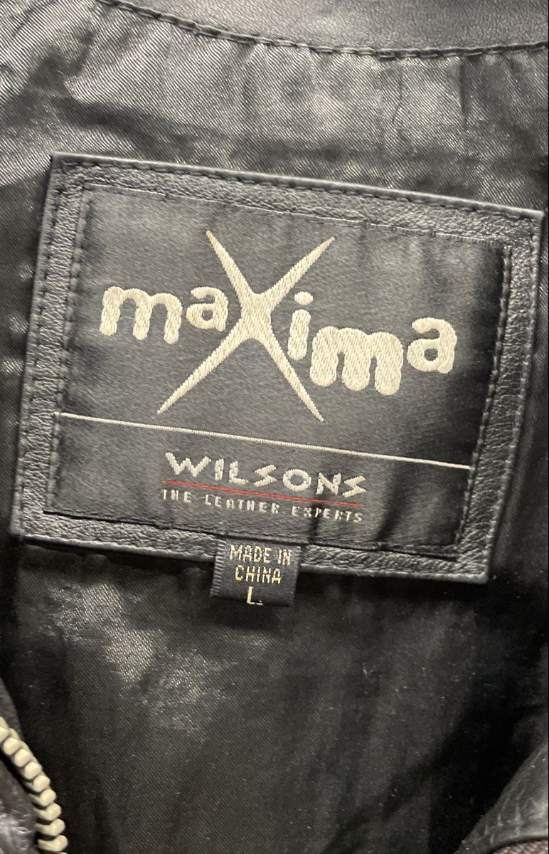 Vintage Y2K Wilsons Leather Maxima Women's Black Zip Up Jacket Sz L