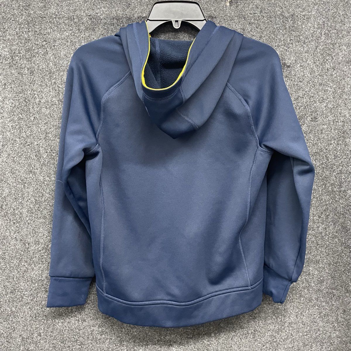 Adidas Youth Navy Blue Full Zip Hoodie Yellow Logo Contrast Hood Sz L 14/16