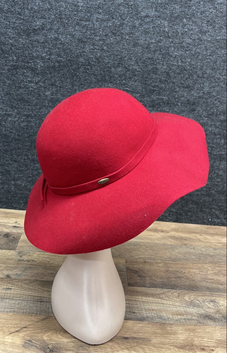 Scala Women's Red 100% Wool Wide Brim Floppy Dress Hat One Size