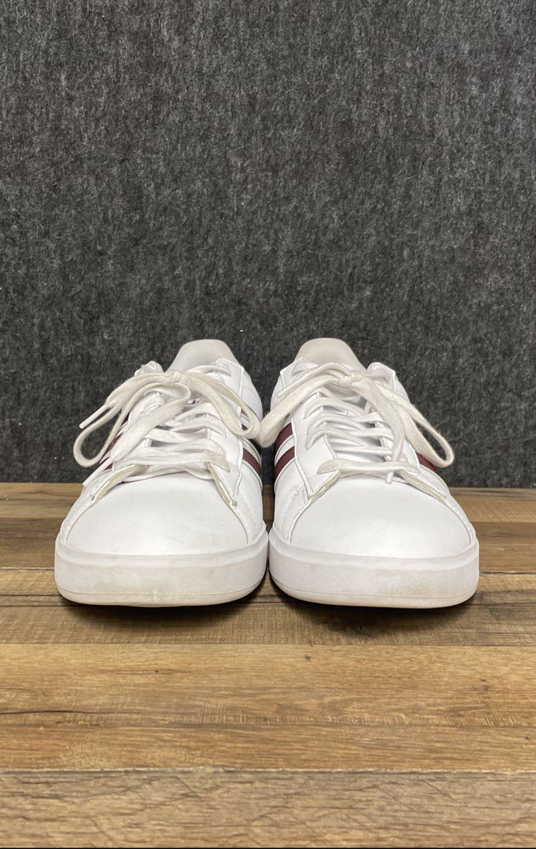 Adidas Grand Court 2.0 White Burgundy Lifestyle Sneakers Size 10.5