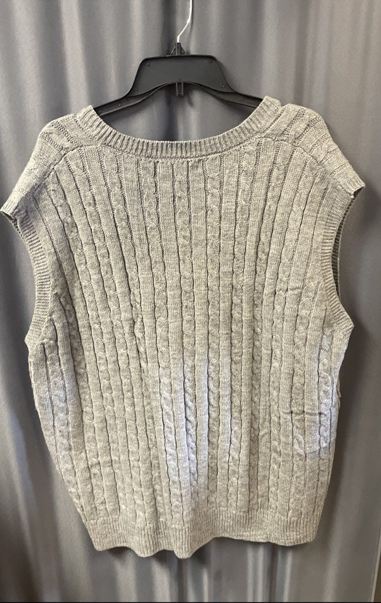 Agnes Orinda Women's Gray Black Sweater Vests Lot 2 Cable Knit V-Neck NWT Sz 4X