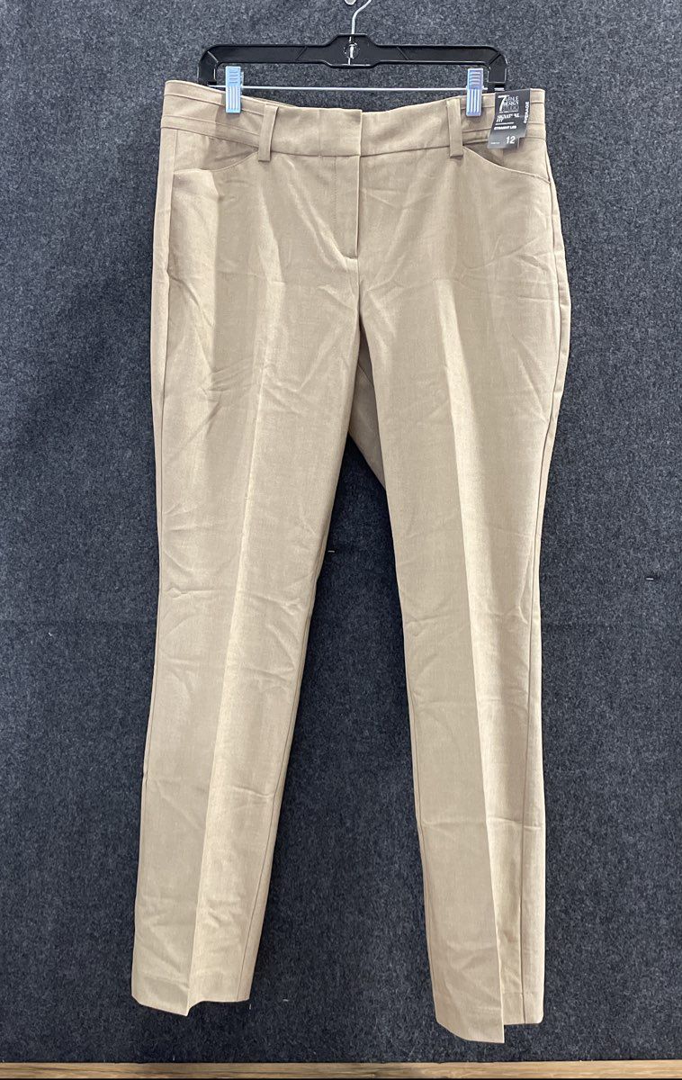 7th Avenue New York & Company Women's Khaki Straight Leg Trousers Size 12 NWT