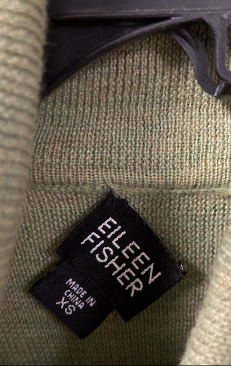 Eileen Fisher Women's Green Turtleneck Short Sleeve Knit Pullover Top Size XS