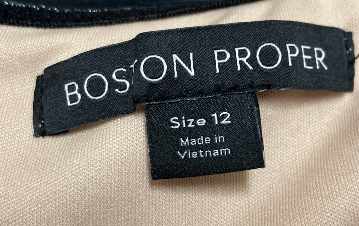 Boston Proper Women's Black Lace Strapless Cocktail Dress Nude Sz 12 NWT