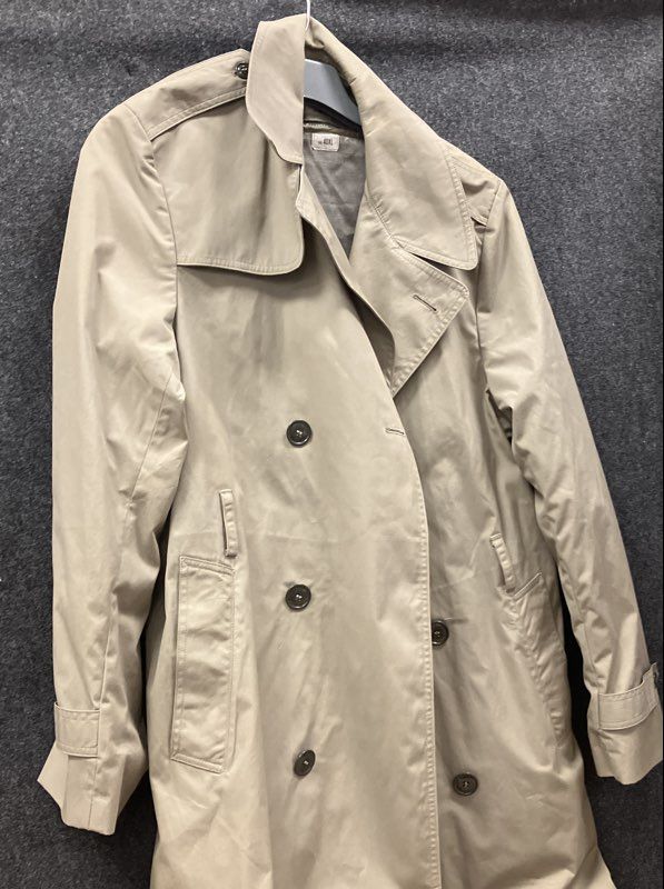 B.M. Grant Men's Military All Weather Overcoat Trench Beige Double Breasted 40XL