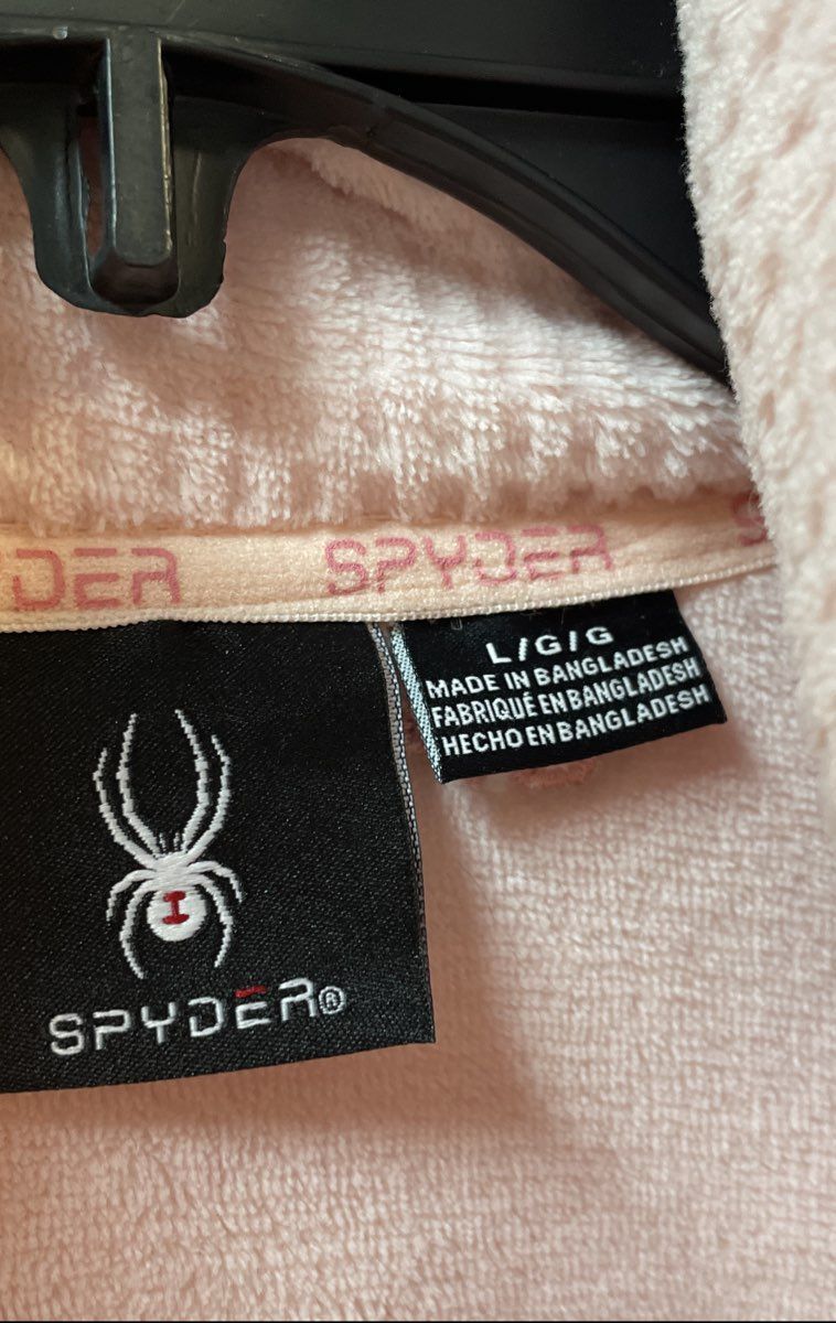 Spyder Women's Pink Waffle Knit Fleece Quarter Snap Pullover Jacket Sz L