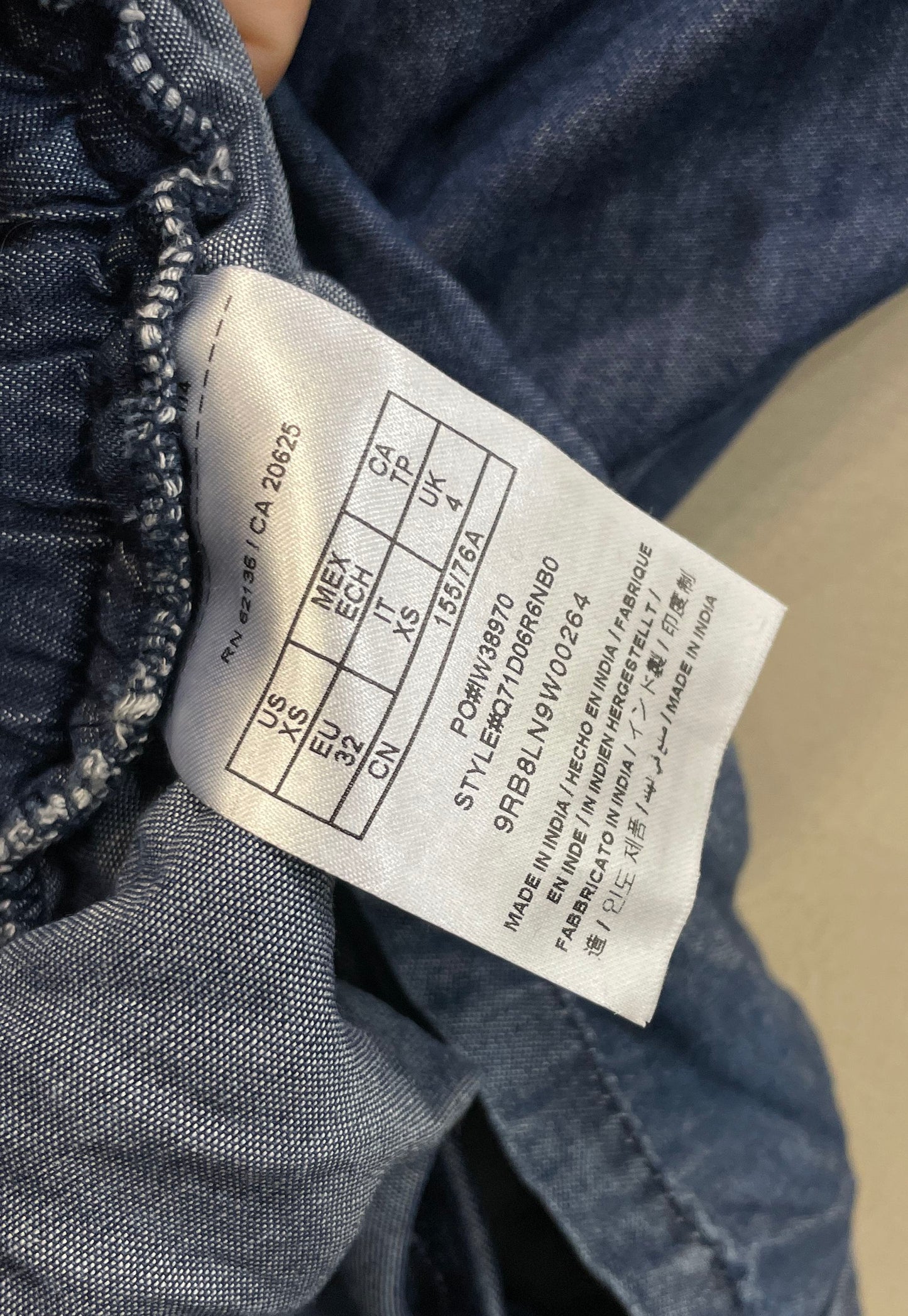 Guess Women's Blue Strapless Denim Romper Tencel Blend Elastic Waist Sz XS