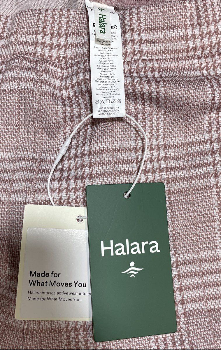 Halara Women's Pink White Plaid Pull On High Rise Pants Size L NWT
