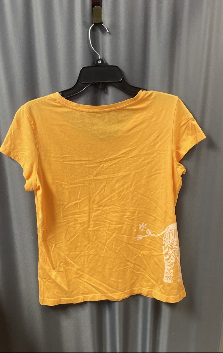 Lilly Pulitzer Women's Orange Pima Cotton Elephant Floral Graphic Tee Size L