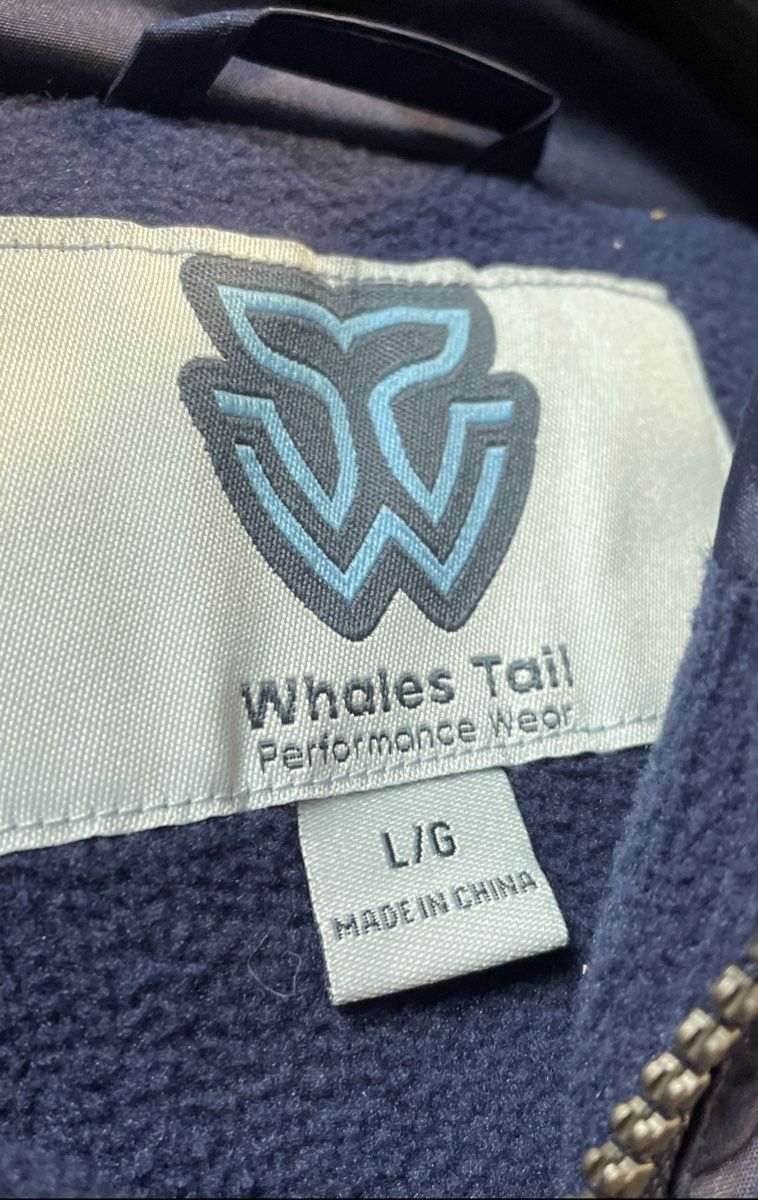 Whales Tail Men's Blue Puffer Jacket Hooded Full Zip Fleece Lined Sz L