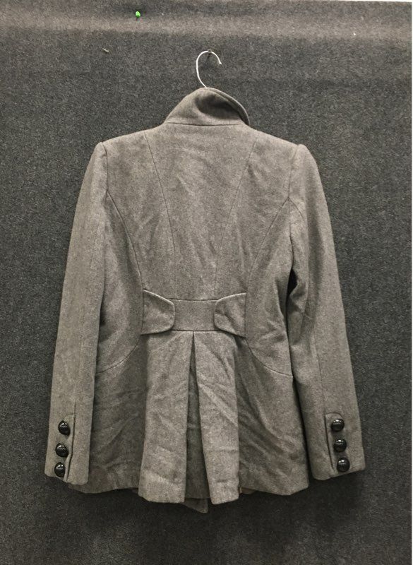 Black Rivet Women's Gray Wool Blend Double Breasted Mock Neck Peacoat Sz S