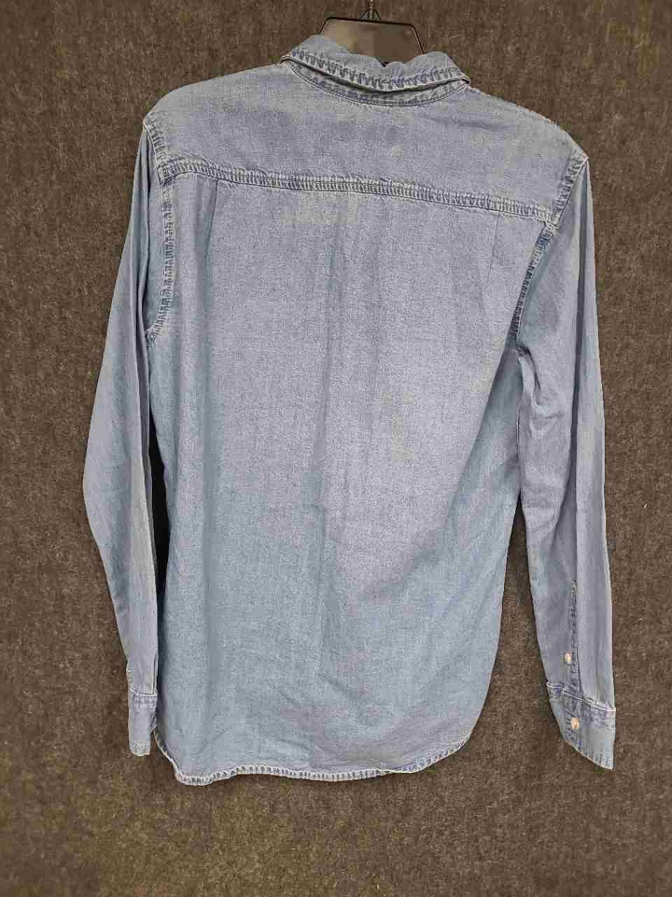 PacSun Men's Light Wash Blue Denim Long Sleeve Button Down Shirt Size M