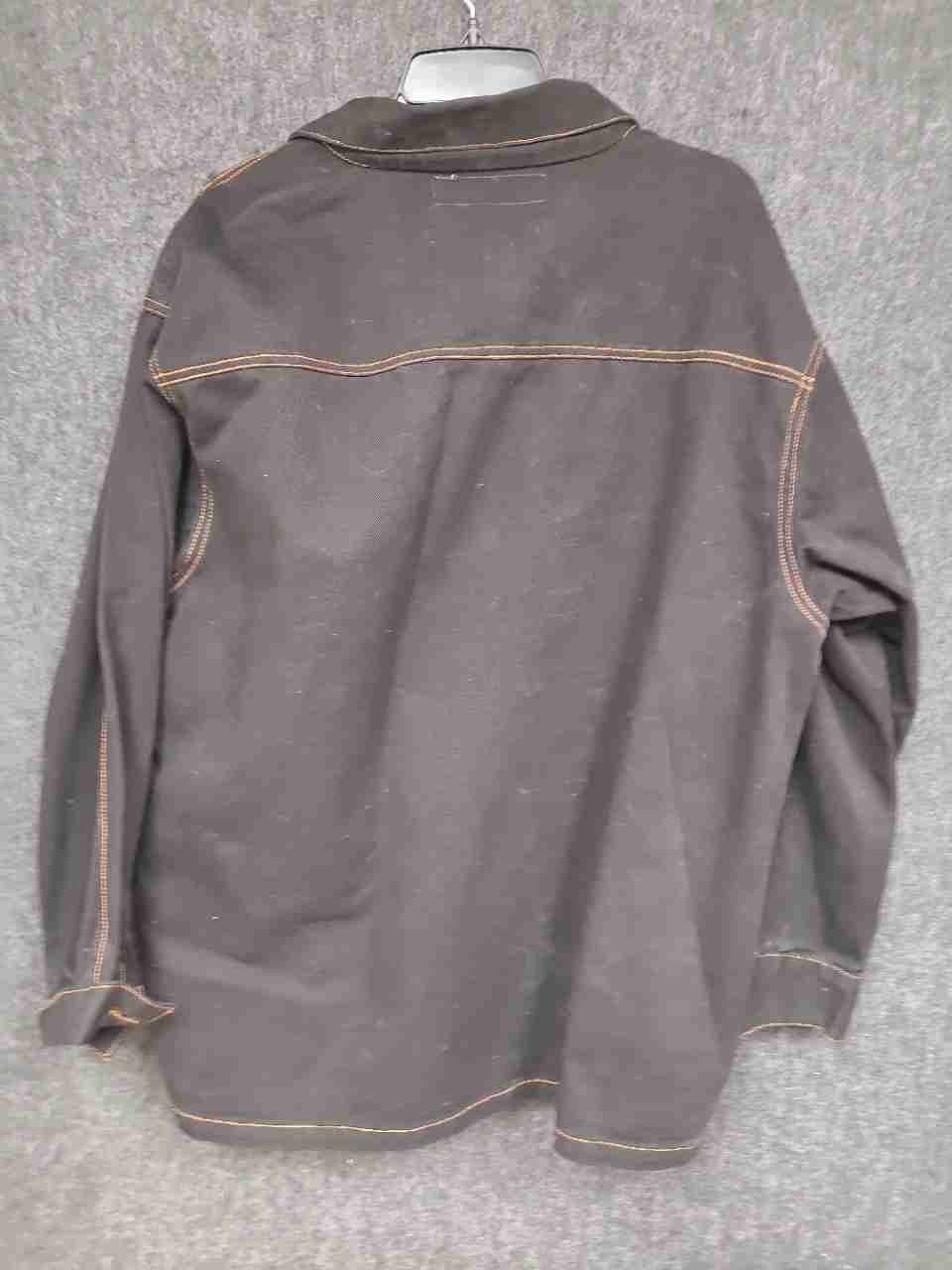 Vintage Jackie Vita Women's Black Denim Chore Jacket Contrast Stitching Sz M