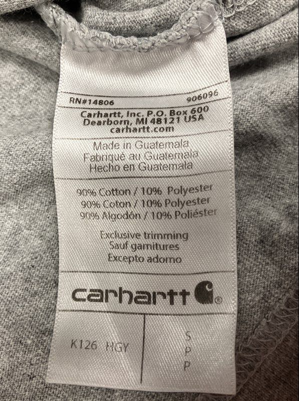 Carhartt Men's Long Sleeve Pocket T-Shirt Heather Gray Loose Fit Workwear Sz S