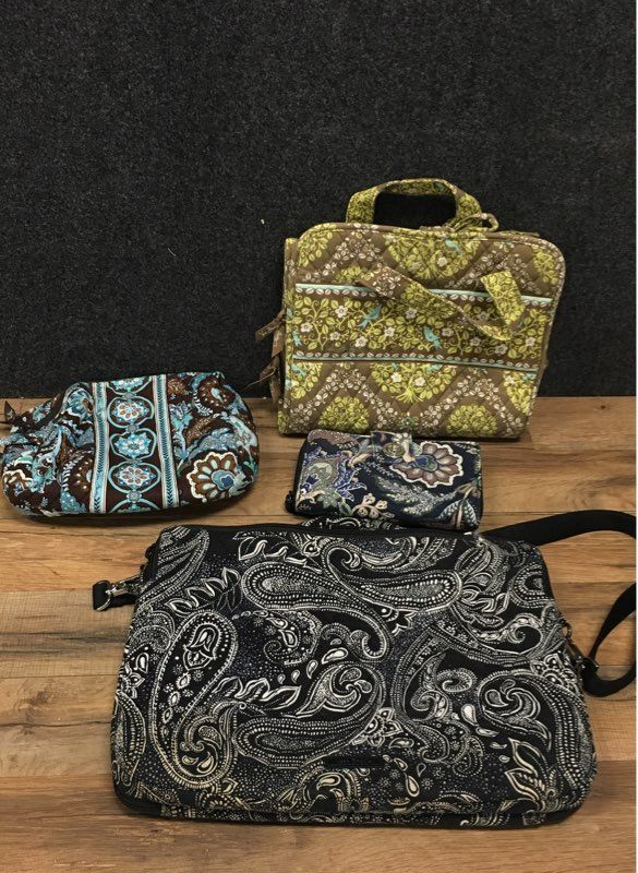 Vera Bradley Quilted Laptop Bag Wallet Hanging Organizer Travel Lot of 4