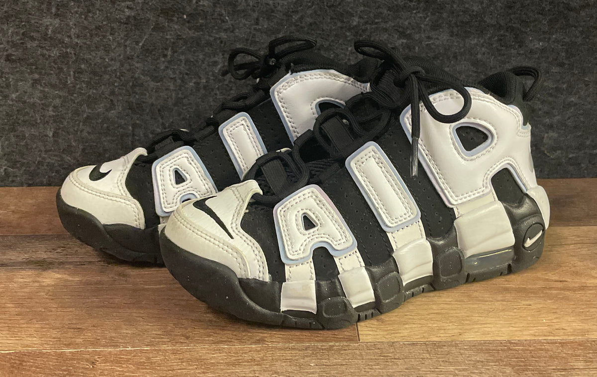 Nike Air More Uptempo Black White Iridescent Youth Sneakers Size 1Y