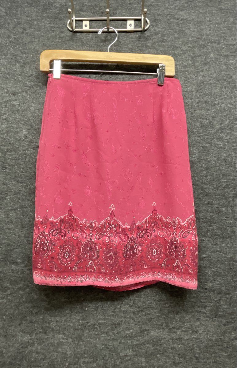 Worthington Women's Pink Floral Paisley Border Print A-Line Skirt
