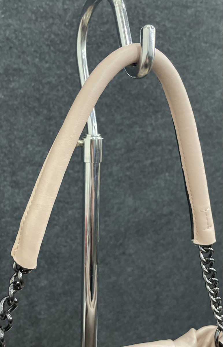 Simply Vera Vera Wang Cream Ruched Shoulder Bag Gunmetal Chain Detail