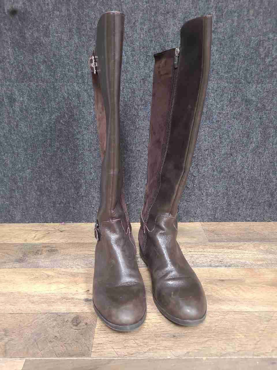 Marc Fisher Damsel Dark Brown Leather Knee High Riding Boots Women's Size 8W