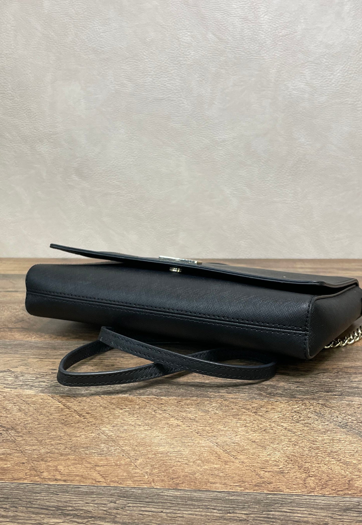 Kate Spade Black Saffiano Leather Laurel Way Greer Crossbody Bag Gold Hardware