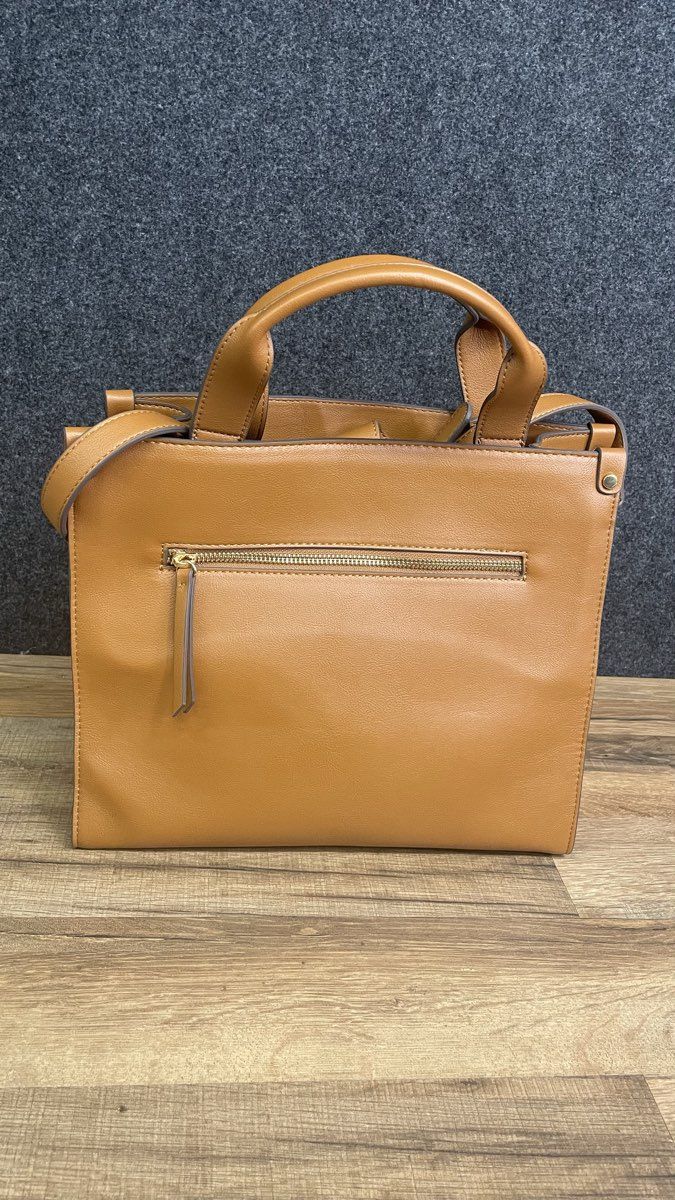 INC International Concepts Tan Caitlinn Woven Tote Handbag Gold Hardware NWT
