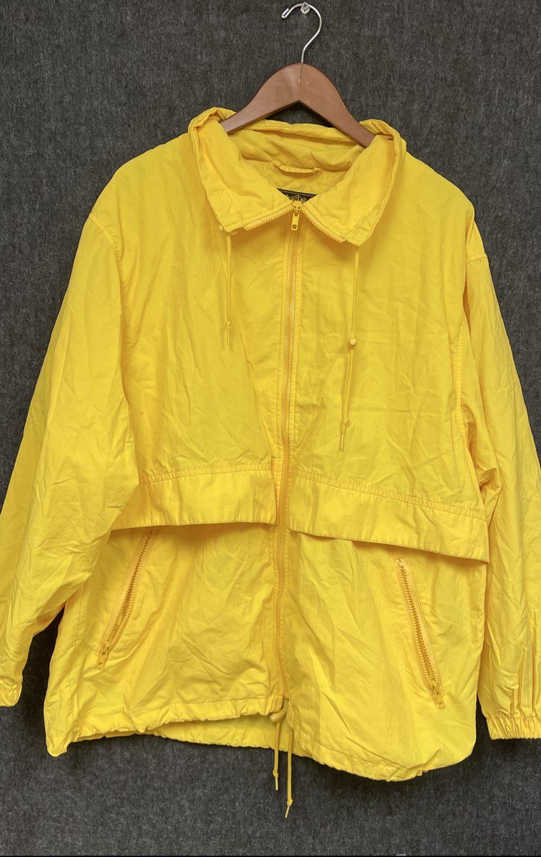 Vintage 90s Eddie Bauer Womens Yellow Lightweight Windbreaker Jacket Made USA XL