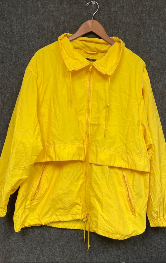 Vintage 90s Eddie Bauer Womens Yellow Lightweight Windbreaker Jacket Made USA XL