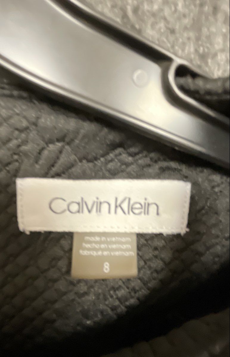 Calvin Klein Women's Black Floral Jacquard Exposed Zipper Sheath Dress Sz 8